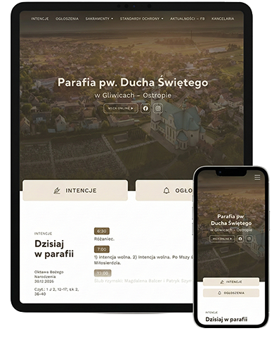 Podgląd strony parafialnej Congregatio na komputerze i telefonie