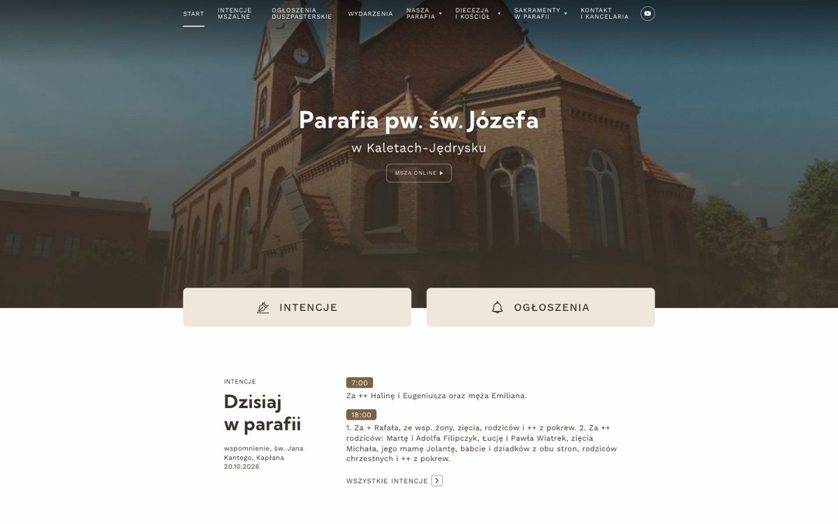 Nowa strona Congregatio: Parafia pw. św. Józefa w Kaletach-Jędrysku
